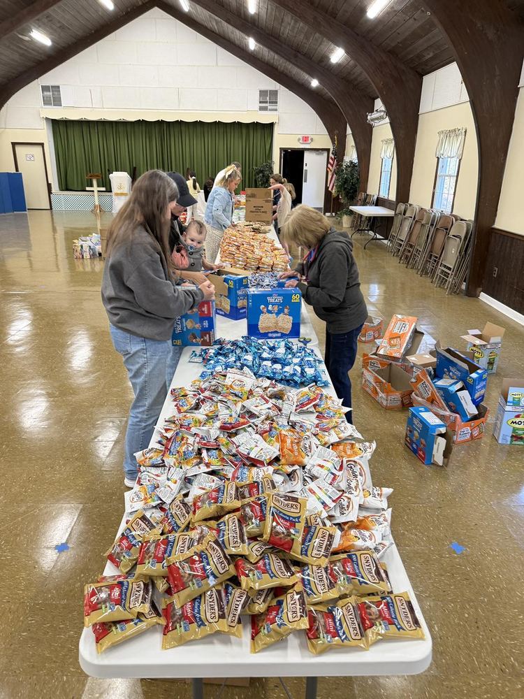 Tables of weekend food ready to pack